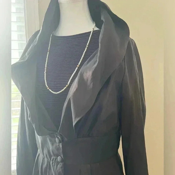 [12]Vintage Scott McClintock Brown Satin Open Neck Dress  Jacket - Picture 3 of 11